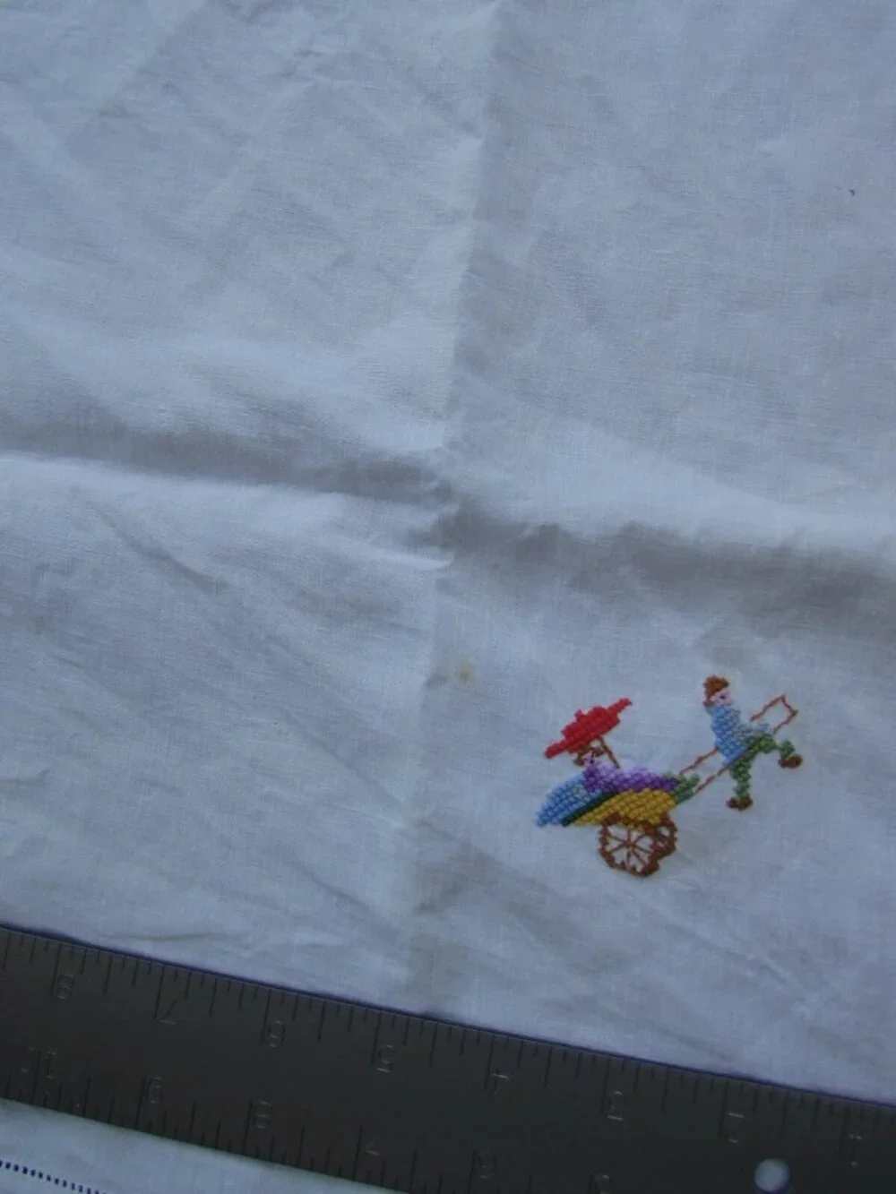 Vintage Asian Geisha Embroidered Table Cloth Card Tablecloth 46192